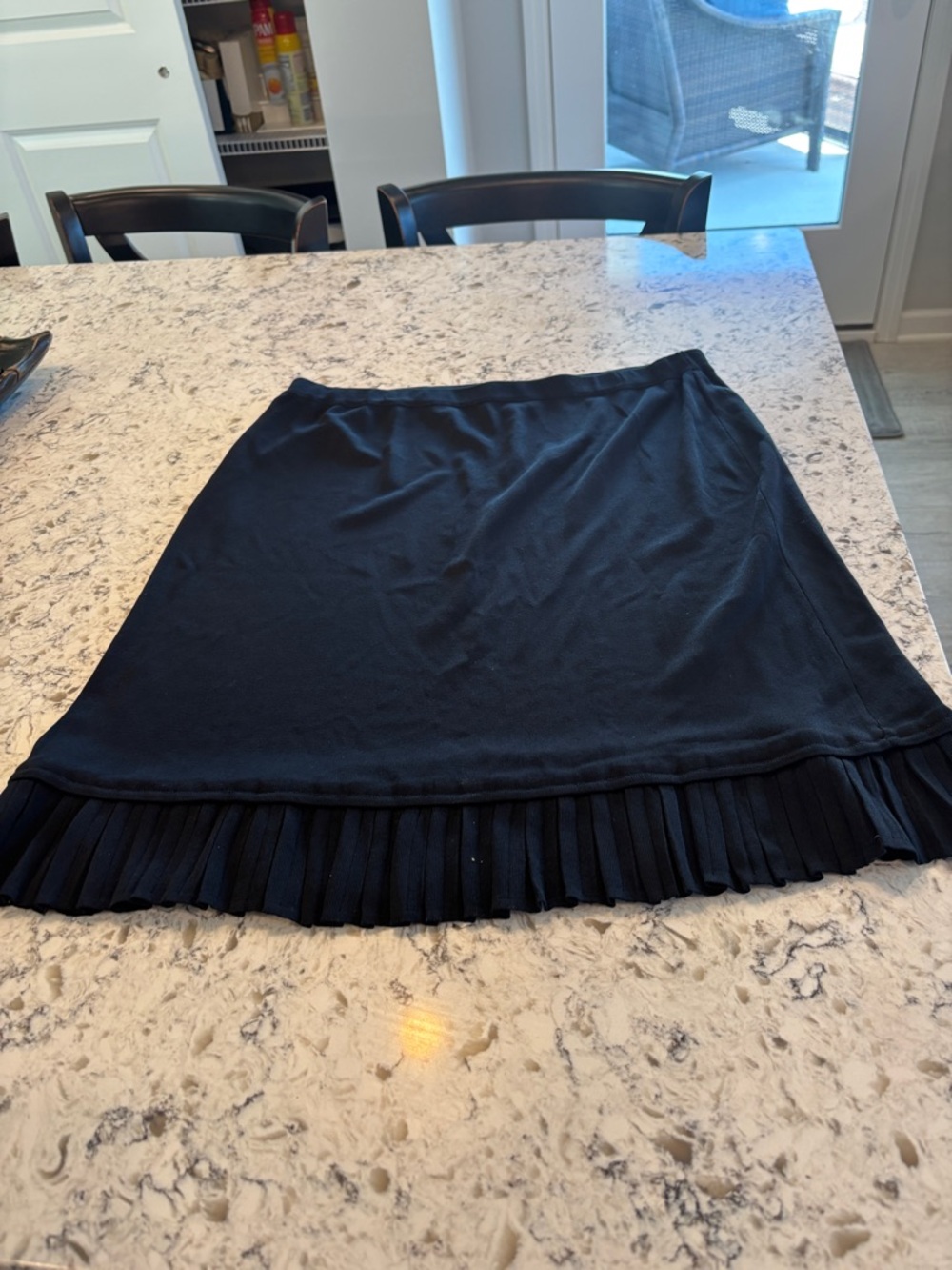 Ming Wang Black Midi Skirt with Pleated Hem PL